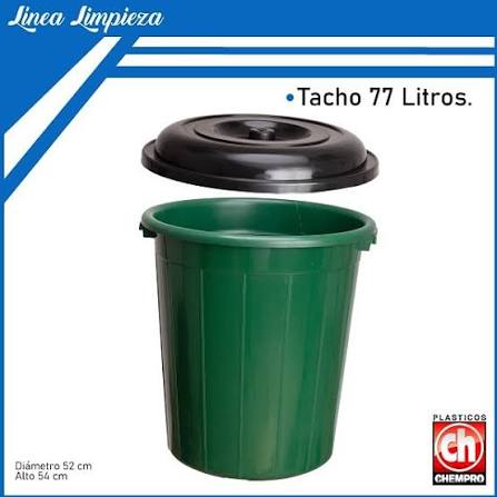 Tacho de basura 77 litros verde y negro Chempro